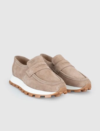Krem Süet Deri Kadın Loafer Sneaker Ayakkabı