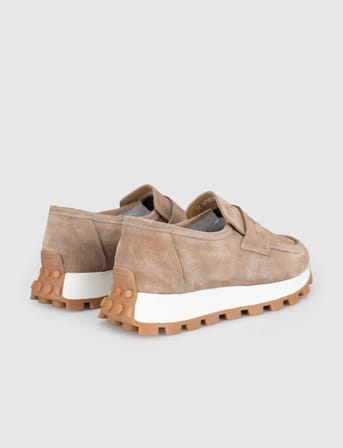 Krem Süet Deri Kadın Loafer Sneaker Ayakkabı