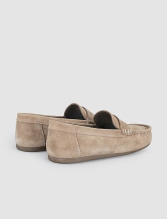 Bej Süet Hakiki Deri Kadın Loafer