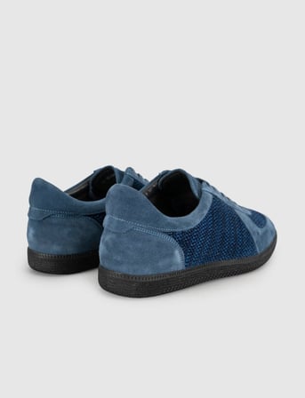 Hakiki Deri Mavi Erkek Casual Sneaker Ayakkabı