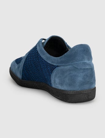 Hakiki Deri Mavi Erkek Casual Sneaker Ayakkabı