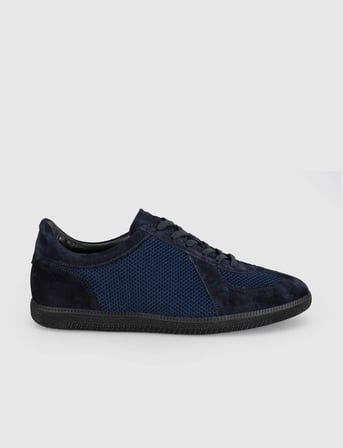 Hakiki Deri Lacivert Erkek Casual Sneaker Ayakkabı