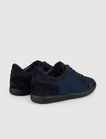 Hakiki Deri Lacivert Erkek Casual Sneaker Ayakkabı