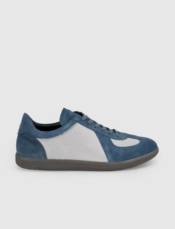 Hakiki Dana Deri Mavi Erkek Casual Sneaker Ayakkabı