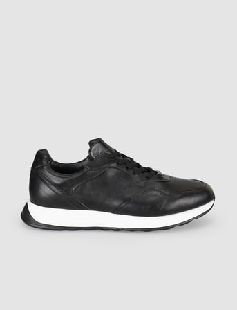 Erkek Siyah Hakiki Deri Eva Taban Sneaker Ayakkabı