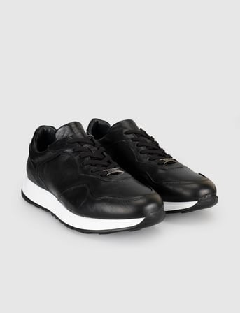 Erkek Siyah Hakiki Deri Eva Taban Sneaker Ayakkabı