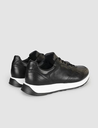 Erkek Siyah Hakiki Deri Eva Taban Sneaker Ayakkabı
