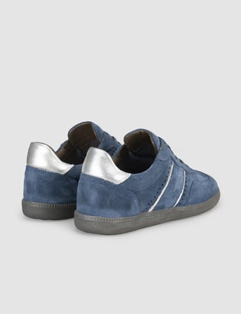Santano %100 Hakiki Deri Mavi Süet Bağcıklı Kadın Sneaker