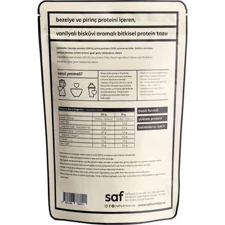 Saf Nutrition Vanilla Biscuit Simple Protein Mix 600GR