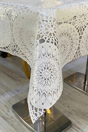 Pvc Şeffaf Hasır Masa Örtüsü Silinebilir Lüks Masa Örtüsü Su Geçirmez Muşamba Sofra Bezi