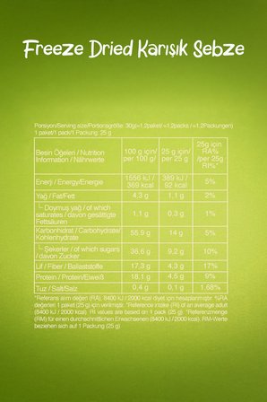 Freeze Dried Sebze Mix Kova (Dondurularak Kurutulmuş Sebze Mix)
