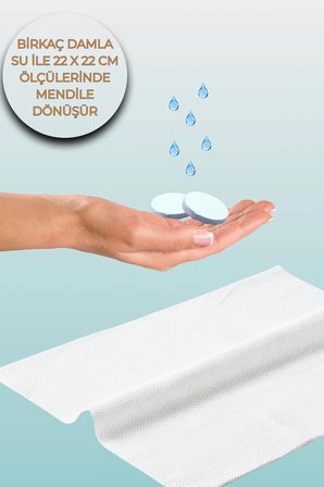 İhrama Uygun Sıkıştırılmış Doğal Alkolsüz Kokusuz Mendil-80 Adet Tekli Poşetli İhram Mendili