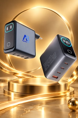 140W GaN Hızlı Şarj Cihazı 4 Port USB-C USB-A PD 3.1 LCD Ekran Telefon Tablet Şarj Adaptörü CHU02-007