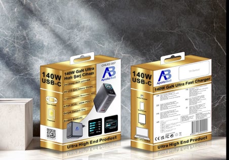 140W GaN Hızlı Şarj Cihazı 4 Port USB-C USB-A PD 3.1 LCD Ekran Telefon Tablet Şarj Adaptörü CHU02-007