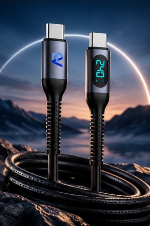 240W Yüksek Hızlı Ekranlı Şarj Kablosu 200 cm Siyah CCH04-007