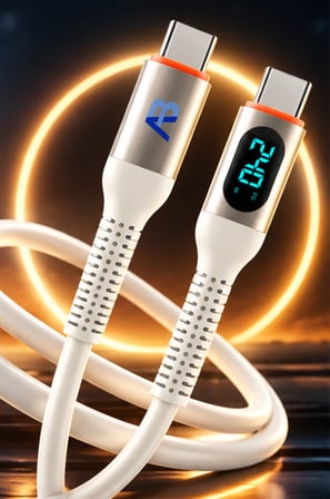 240W Yüksek Hızlı Ekranlı Şarj Kablosu Samsung Galaxy, Xiaomi, Huawei Beyaz 50 cm /CCH05-007