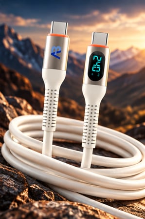 240W Yüksek Hızlı Ekranlı Şarj Kablosu 200 cm Beyaz CCH08-007 