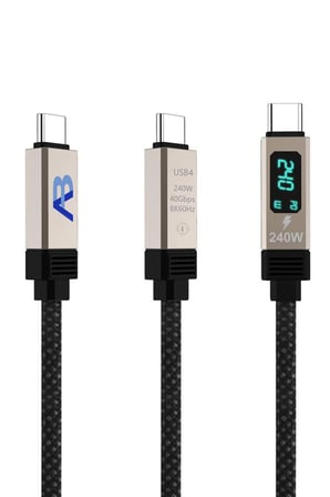 USB4 Gen 3 240W Süper Hızlı Şarj USB-C Kablo Samsung Xiaomi Huawei iPhone Uyumlu 150 cm Siyah CCH13-007