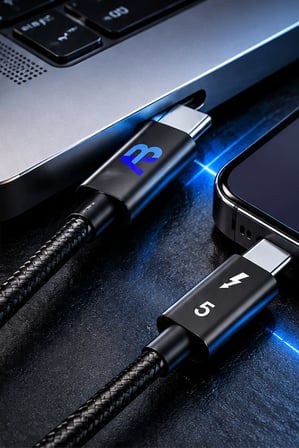 Thunderbolt 5 USB-C Kablo 240W Süper Hızlı Şarj 80Gbps Süper Hızlı Veri Aktarım 100 cm Siyah CCH19-007