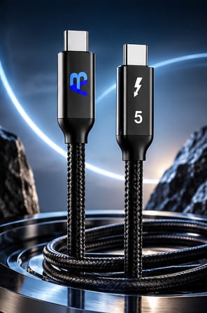 Thunderbolt 5 USB-C Kablo 240W 5A Süper Hızlı Şarj 80Gbps Süper Hızlı Veri Aktarım 200 cm/Siyah CCH21-007