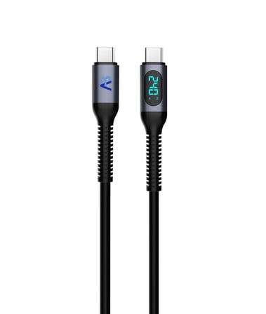 240W Süper Hızlı Şarj Kablosu ve Şarj Özellikli USB-C Telefon Tutucu 360° Döner Masaüstü Stand 100 cm Siyah CCH23-007