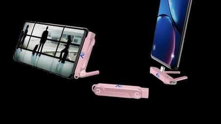 240W Şarj Portlu Telefon Standı 360° Dönebilen USB-C Uyumlu 480Mbps Veri Aktarımı Pembe DHP04-007