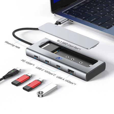 5-in-1 USB-C-Hub M.2 NVMe SSD Sabit Disk Muhafazası Thunderbolt Uyumlu DEH01-017