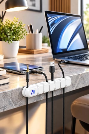 Silikon Kablo Düzenleyici Klips 7 Slot Kablo Tutucu Organizer Masaüstü Kablo Toplayıcı USB Type-C Beyaz ACP05-020