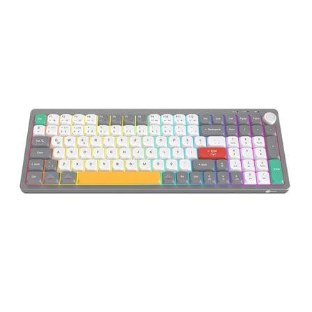 Lecoo GK100 3 Modlu Kablosuz %90 RGB Türkçe Q Gasket Membran Oyuncu ve Ofis Klavyesi - Beyaz Gri