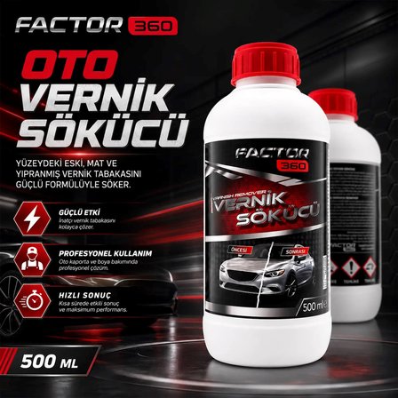 Factor360 Otomobil Vernik Sökücü | Güneş Yanığı ve Vernik Atması 5 L