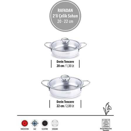 FMS Rafadan 20-22 cm 2'li Çelik Sahan Seti 5029