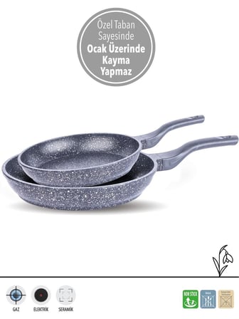 FMS D3007 Döküm Granit 2'li 20-28 cm Tava Seti