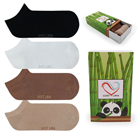 GOST LİRİA- Kadın Bambu Patik Çorap – 4’lü Karışık Renk