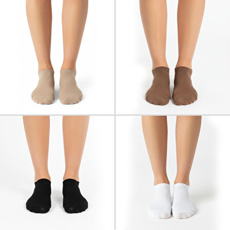 GOST LİRİA- Kadın Bambu Patik Çorap – 4’lü Karışık Renk