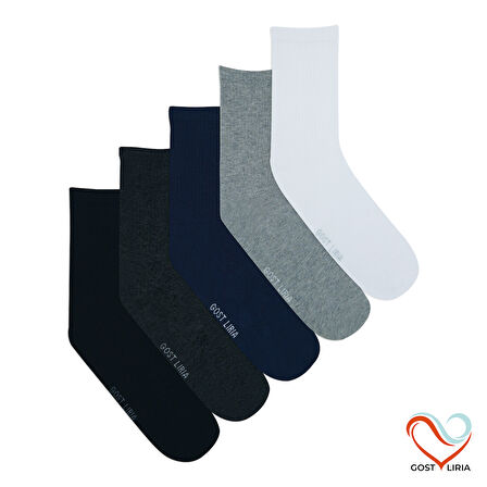 Gost Liria-  5’li Renkli Ribanalı Unisex Soket Çorap