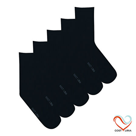 Gost Liria-  5’li Siyah Ribanalı Unisex Soket Çorap