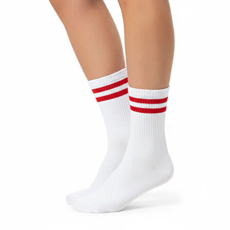 Gost Liria -5’li Beyaz Ribanalı Tenis Ünisex  Çemberli Çorap