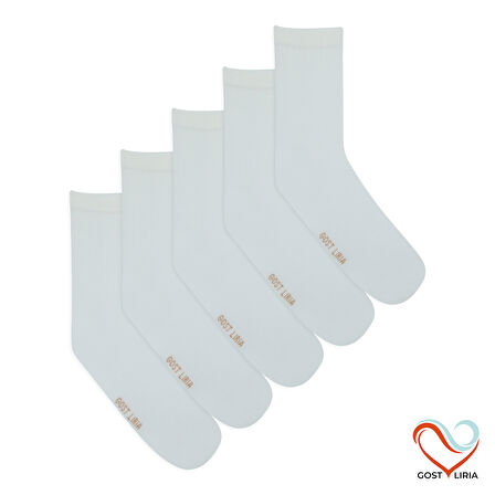 Gost Liria -5’li Beyaz Ribanalı Tenis Çorap