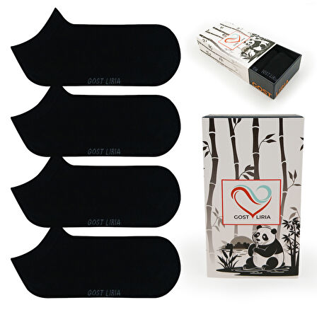 GOST LİRİA- Erkek Bambu  Siyah Patik Çorap 4 lü Paket