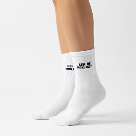 GOST LİRİA - Sloganlı Ribanalı  Ünisex Tenis Çorap 3 lü