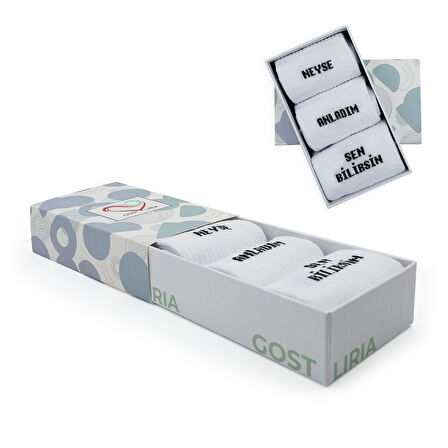 GOST LİRİA - Farklı Sloganlı Ribanalı  Tenis Çorap 3 lü