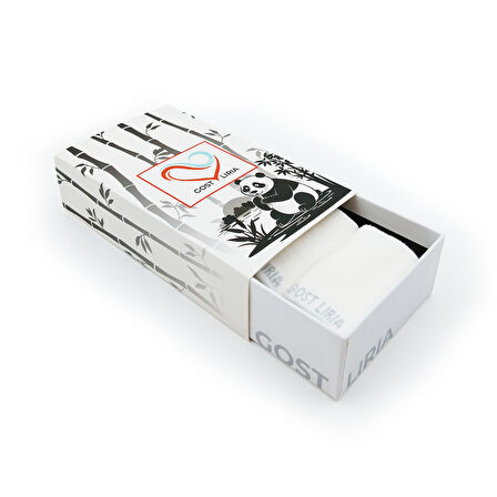 GOST LİRİA- Erkek Bambu  Beyaz Patik Çorap 4 lü Paket