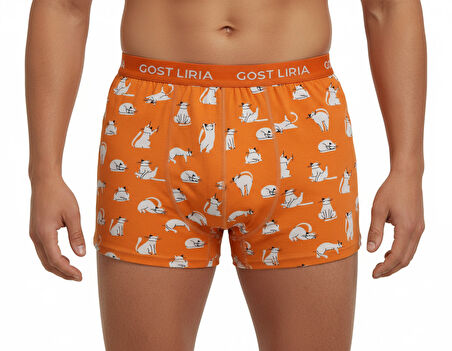 GOST LİRİA- Silver Cat Desenli Erkek Boxer