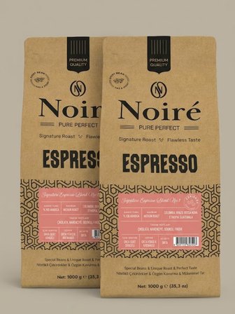 2'li Set Noire Signature Espresso Blend №1 1 KG Çekirdek Kahve %100 Arabica Yüksek Crema Yoğun Aroma