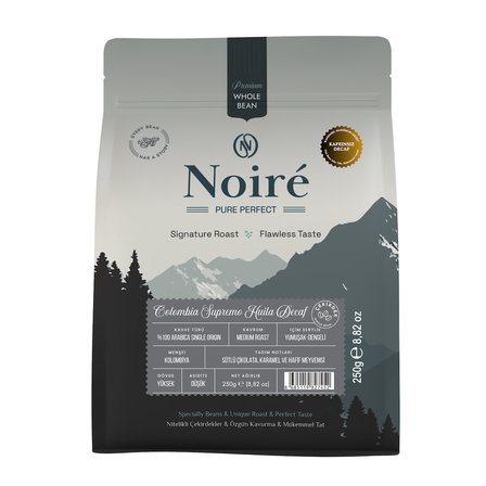 Noire Colombia Supremo Huila Decaf Çekirdek Kahve 250g %100 Arabica Single Origin Kafeinsiz