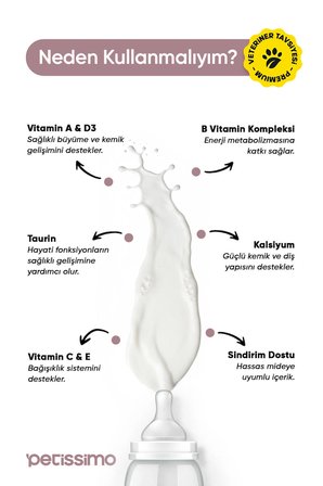 Petissimo Care Yavru Kedi İçin Anne Sütü Destekli Süt Tozu - Biberon Hediyeli - Kitten Milk - 200 gr