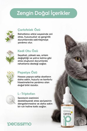 Petissimo Care Sakinleştirici Damla - Kedi ve Köpekler İçin Doğal Anti Stress Rahatlatıcı Calming Liquid - 50 ml
