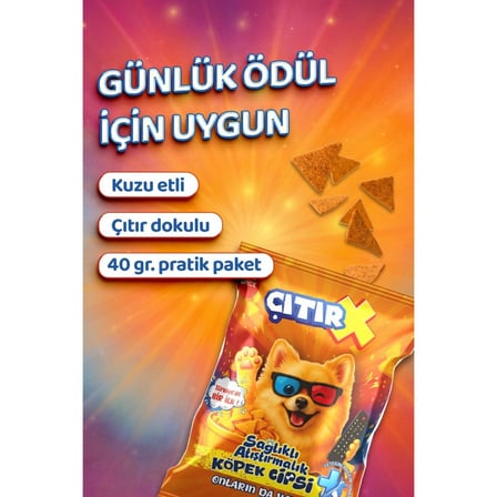 Çıtır X Köpek Cipsi Kuzu Etli Köpek Ödülü 40gr