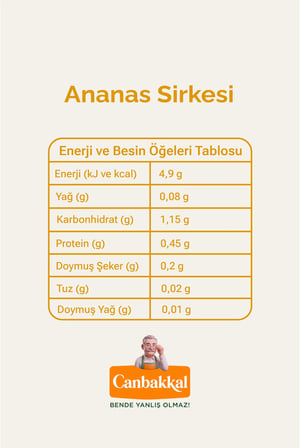 Canbakkal Ananas Sirkesi 500  ml – Doğal Katkısız Sirke - Tropikal Aromalı Meyve Sirkesi
