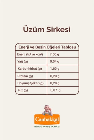 Canbakkal Doğal Üzüm Sirkesi 500 ml - Katkısız Geleneksel Sirke - Doğal Üzüm Sirkesi